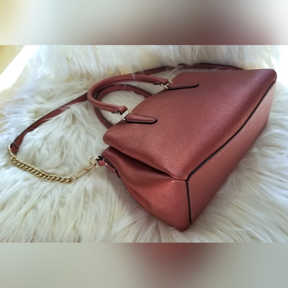 Coach NWOT, Mini Sage Carryall, Metallic Wine & Gold, & Sm. Corner Zip Wristlet - Picture 7 of 13